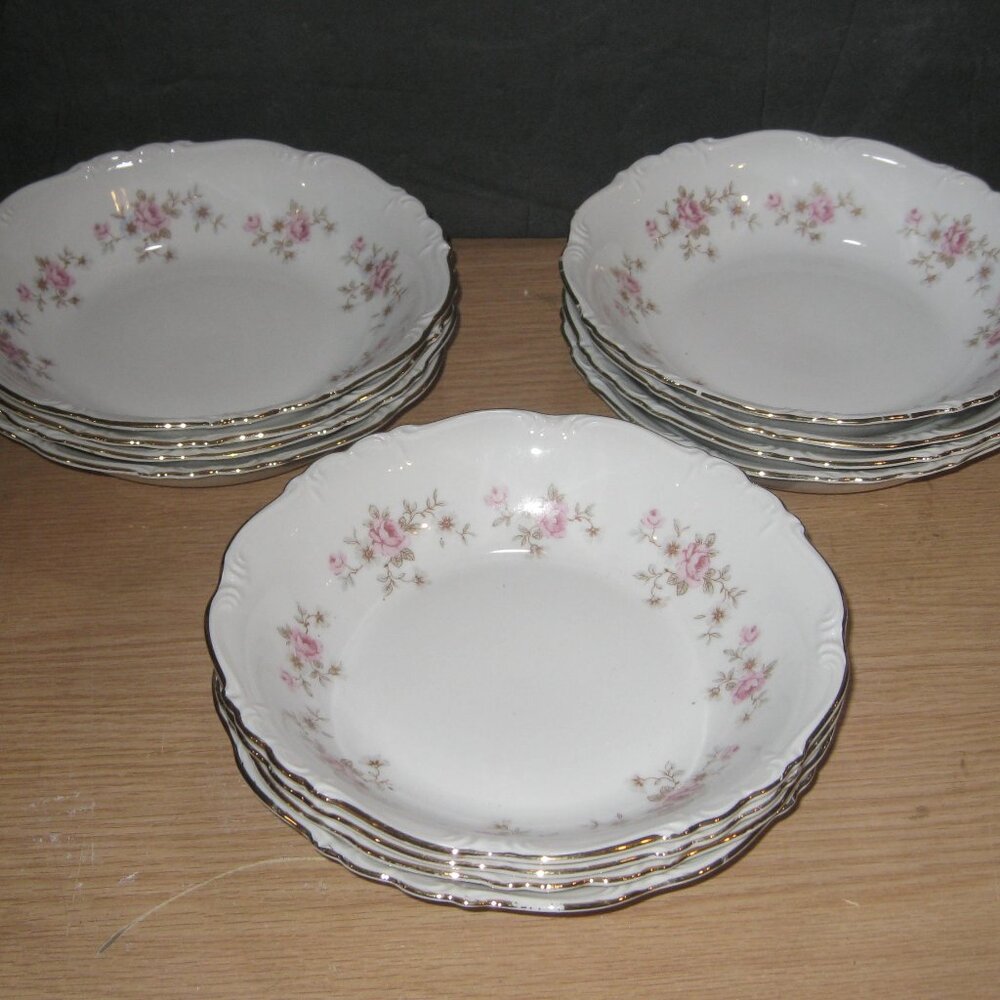 VTG Set Of 12 Edelstein Bavaria Maria Theresia Roses Soup Bowls 7 3/4”